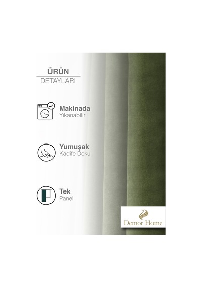 Br Demor Home 1/2 Sık Pile Tatlı Yeşil Kadife Dokulu Fon Perde Ütü İstemez En Çok Satılan
