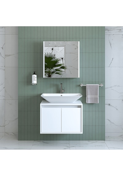 Banos Banyo Roomart Tm7.2 Lavabolu Mat Beyaz Mdf 65 Cm Banyo Dola Mat Beyaz