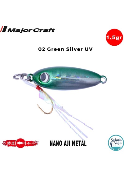 Major Craft Nano Aji Metal 1.5gr 16mm 02 Green Silver Uv