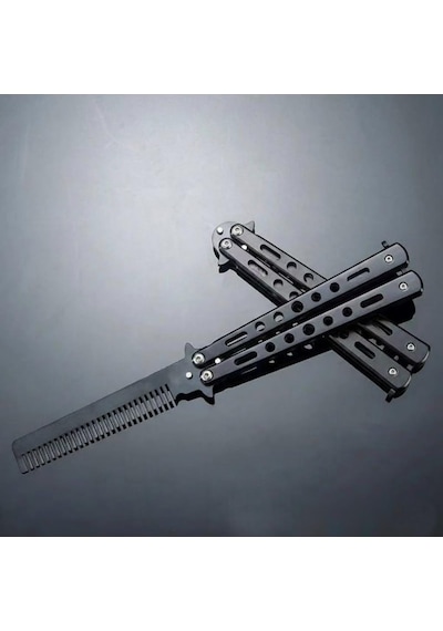 Siyah Katlanabilir Paslanmaz Çelik Kelebek Tarak Bıçak Tasarım Görünümlü Katlanabilir Saç, Sakal Ve Bıyık Tarağı, Profesyonel Saç Kesim Ve Bakım İçin Dayanıklı Metal Tarak Siyah Siyah Katlanabilir Paslanmaz Çelik Kelebek Tarak Bıçak Tasarım Görünümlü Katlanabilir Saç, Sakal Ve Bıyık Tarağı, Profesyonel Saç Kesim Ve Bakım İçin Dayanıklı Metal Tarak Siyah