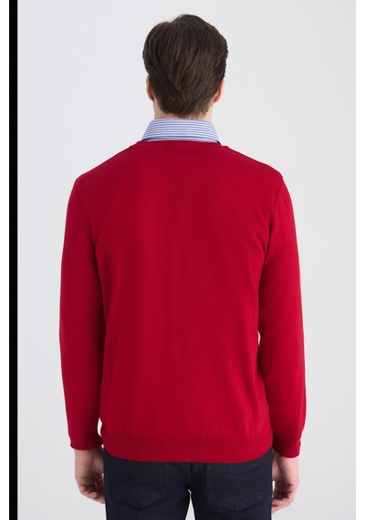 D's Damat Ds Damat Regular Fit Kırmızı Düz Örgü Kazak 5hf062442004m 601