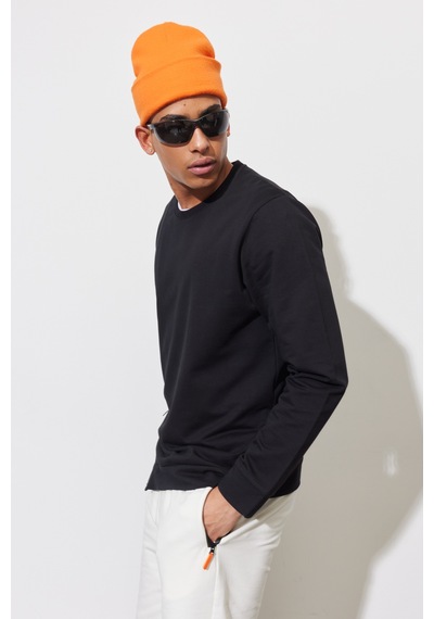 Altınyıldız Classıcs Erkek Sıyah Standart Fit Normal Kesim Bisiklet Yaka Sweatshirt SIYAH