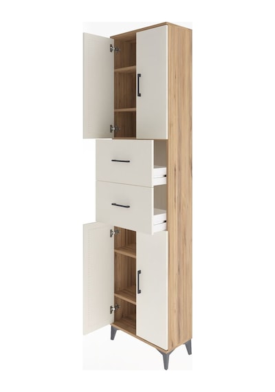 Arges Dolap 5 Raflı 2 Çekmeceli 4 Kapaklı 60x30x243 Çam-aytaşı Çam