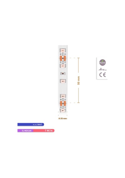 ACK Şerit LED 60 Led'li Mavi Işık 7W 5 Metre AS01-00806