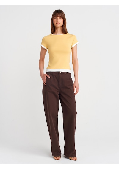 Dilvin 31859 Çift Görünümlü T-shirt-sarı Sarı
