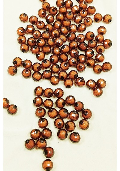 Dünya Boncuk İçten Boncuklu Bileklik Çanta Boncuğu 10 Mm 50 Gr Kahverengi - Bnc462