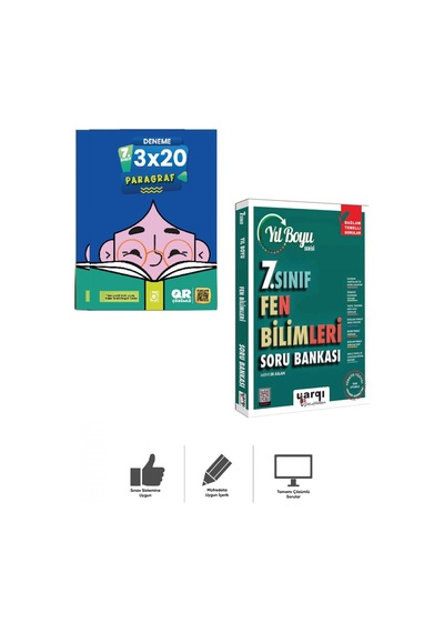 7.sınıf Fen Bilimleri Yıl Boyu Soru Bankası + Paragraf Deneme Bigelio+yargı