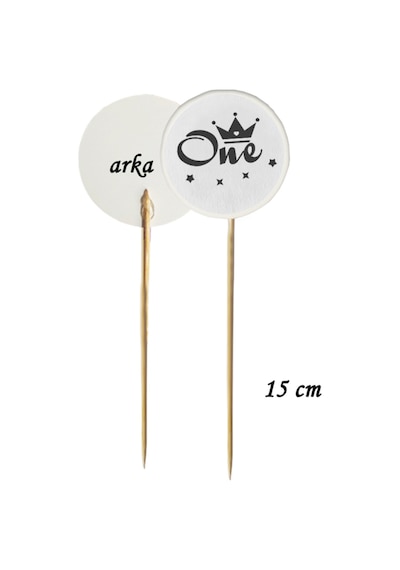 15 Cm Uzun Kürdan - 20 Adet Siyah One Baskılı 1 Yaş Baskılı Kokteyl Kürdanı