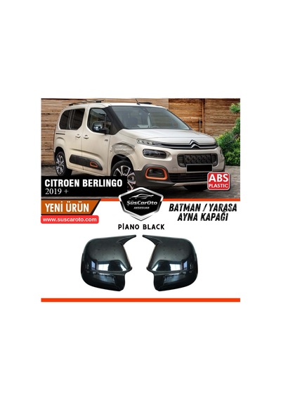 Citroen Berlingo Mk3 2019 Sonrası Uyumlu Batman Yarasa Ayna Kapağı Piano Black Abs Plastik Sağ Sol Takım 00 Şüscaroto Aksesuar