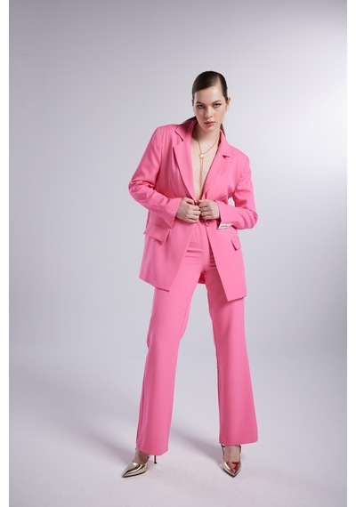 Holly Lolly Yüksek Bel Düğme Kapamalı Panky Pantolon Pembe