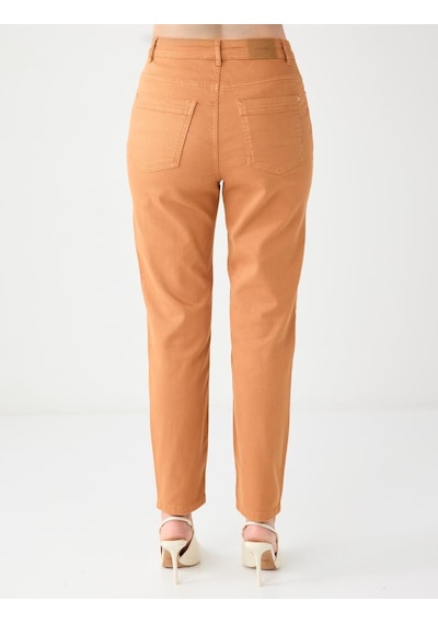 Jimmy Key Karamel Yüksek Bel Normal Paça Dokuma Pantolon 5ww184565217
