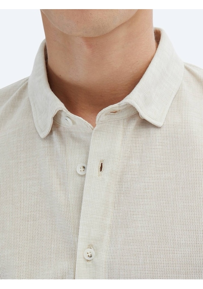 Kip Bej Desenli Regular Fit Casual Gömlek Bej