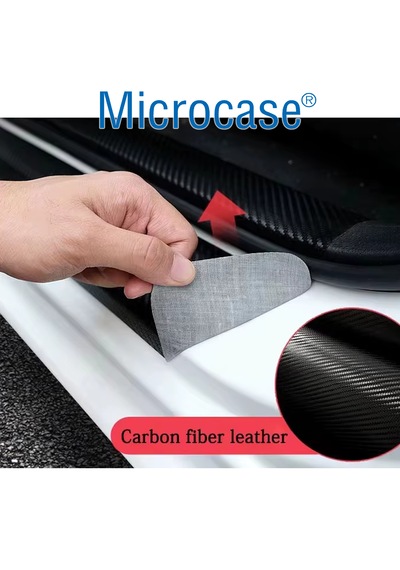 Microcase 4'lü Karbon Fiber Suni Deri Kapı Eşiği Koruma Ve Çizik Önleyici Sticker Seti Al5363