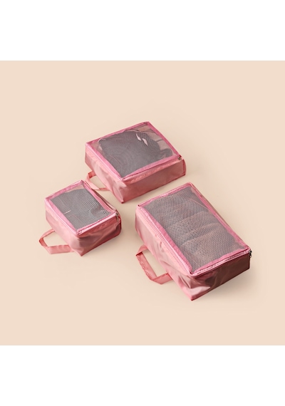 Living 3'lü Valiz İçi Organizer Set - Pembe