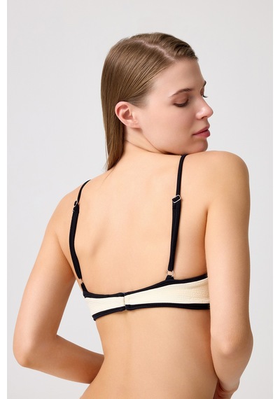 Los Ojos Melodi Krem-siyah Dokulu Bikini Üstü Bandeau Top Krem-siyah