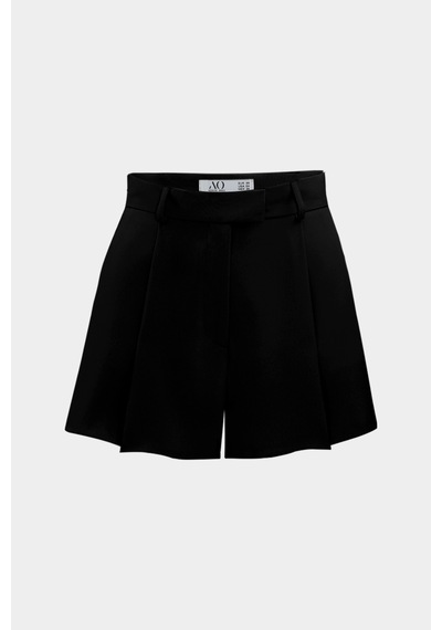 Açelyaokcu Premium Lowry Wide Leg Mini Boy Dokuma Şort Siyah