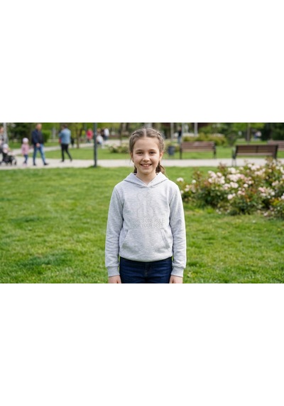 Pançiko Kız Çocuk Kapişonlu Sweat Açık Gri