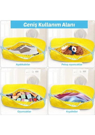 Özel Üretim File Ayakkabı Yıkama Torbası Mikrofiber Astarlı Fermuarlı Geniş Kullanım Alanı Çok Renkli