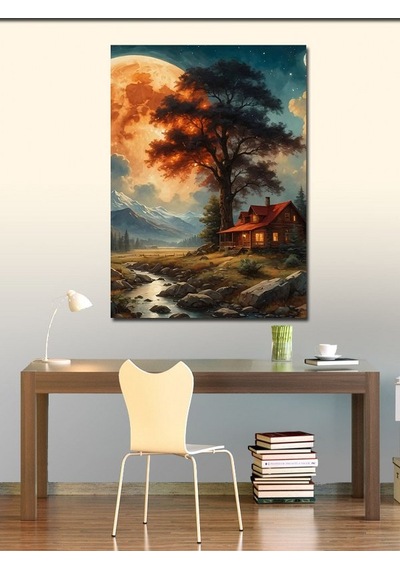 Kanvas Tablo Manzaralı Ev 100cmx140cm