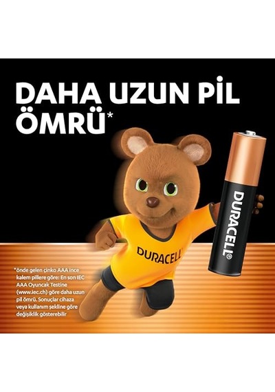 Duracell Basic Aaa Alkalin Ince Kalem Pil 6'li Paket 1,5v Daha Uzun Ömürlü Günlük Cihazlar Için Güv