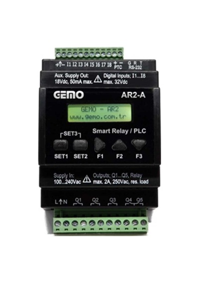 Gemo Ar2-a-24vdc-8d-rtc Ray Tipi &quot Ladder Logic&quot İle Programlanabilir Akıllı Röle / Plc