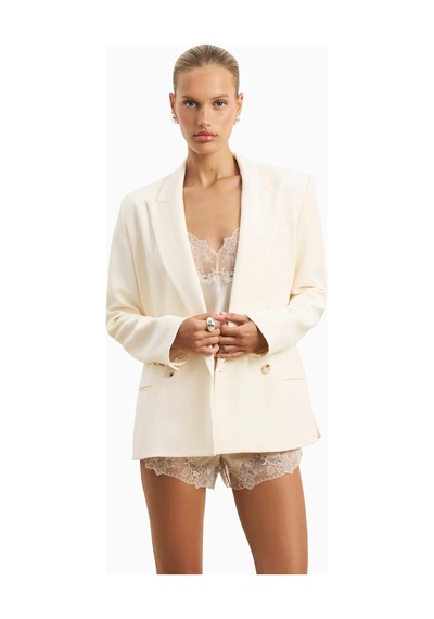 Because Of Alice Satin Lace Detail Camisole V Yaka Kadın Bluz Kırık Beyaz
