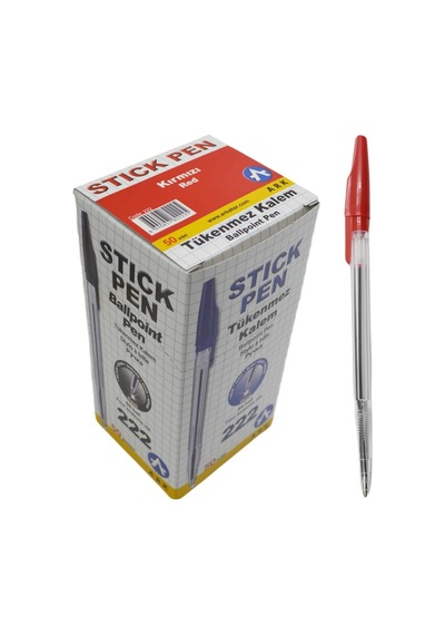 Ark Tükenmez Kalem 1.0 Mm 50'li Kutu Kırmızı Kod:222