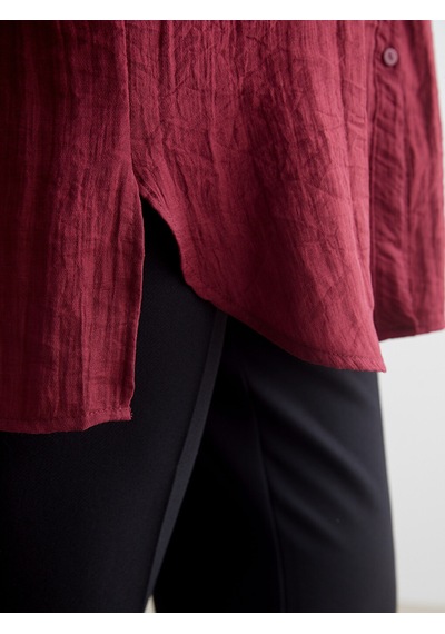 Lcwaıkıkı Classic Bordo Dokulu Kadın Gömlek Tunik
