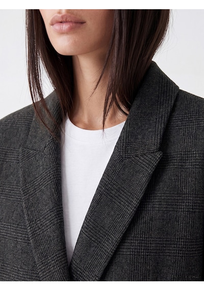 Lcw Studıo Gri Kruvaze Yaka Ekose Kadın Blazer Ceket