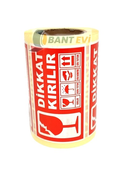 Dikkat Kırılır Etiket 10Cm X 5Cm 250 Adet Uyarı Kırılabilir