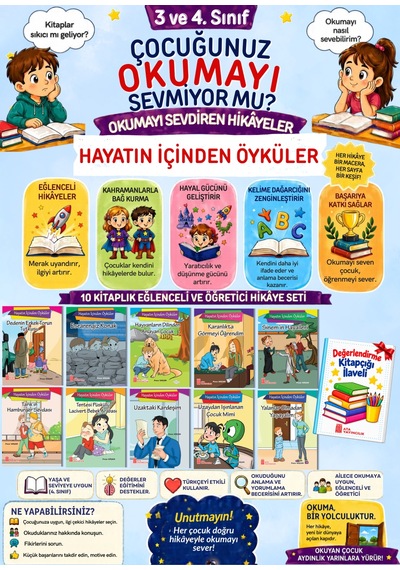 4.sınıflar İçin Okumayı Sevdiren 10'lu Hikaye Seti