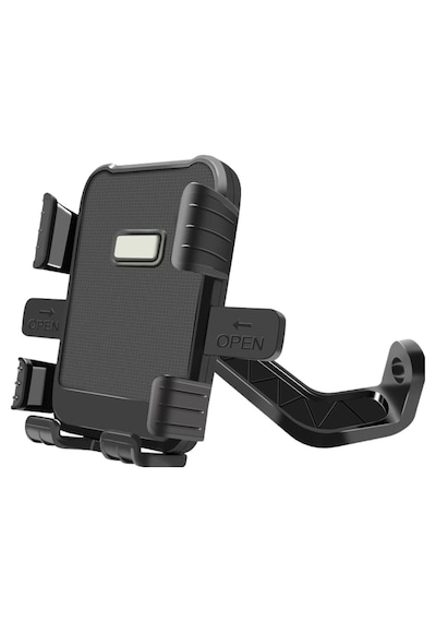 Microcase Motosiklet Telefon Tutucu - Ayna Bağlantılı, 360 Dönebilen Tek Tık Kilitlemeli Sarsıntı Önleyici - Al5743 Siyah