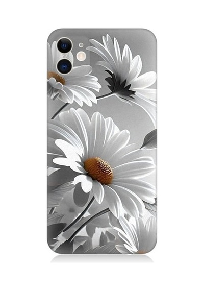 Apple Uyumlu iPhone 12 Beyaz Papatyalar Desenli Silikon Kılıf