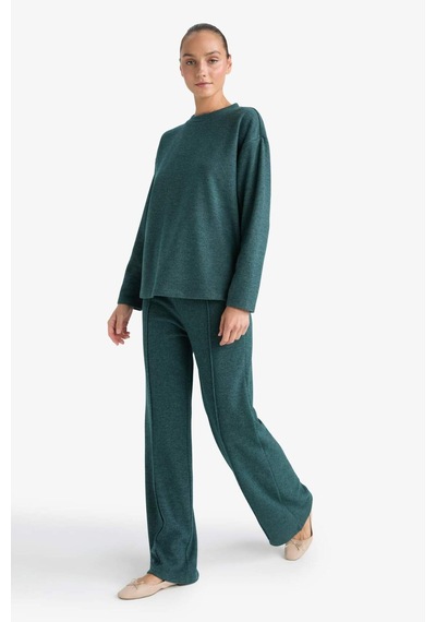 Defacto Straight Fit Beli Lastikli Geniş Paça Pantolon F1016ax25augn650 Yeşil
