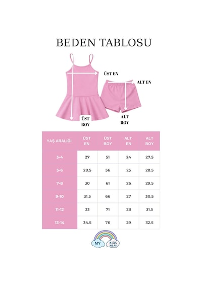 My Kids Wear Kız Çocuk Garson Mayo Elbiseli Şortlu 2 Li Takım 12418 Çok Renkli