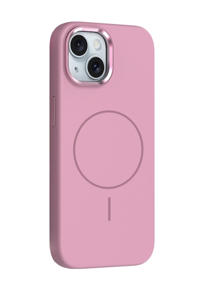 Apple Uyumlu iPhone 13 Kılıf M-safe Şarj Özellikli Metal Kamera Çerçeveli Mkst Edi Silikon Kapak - Pembe Pembe
