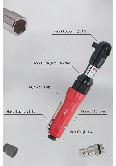 G Gaptools 1/2 Havalı Cırcır Kolu