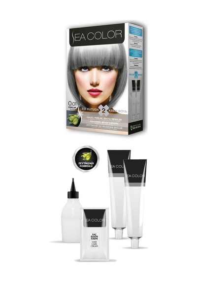 2 Tüp Krem Saç Boyası Seti Füme Gri No:0.01
