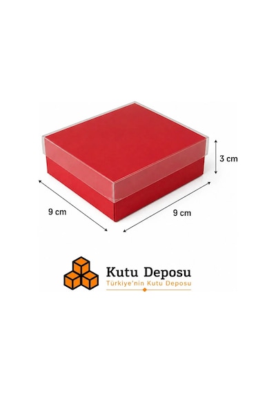 9x9x3 Cm Asetat Kapaklı Takı Kutusu-kırmızı Demonte 50 Adet