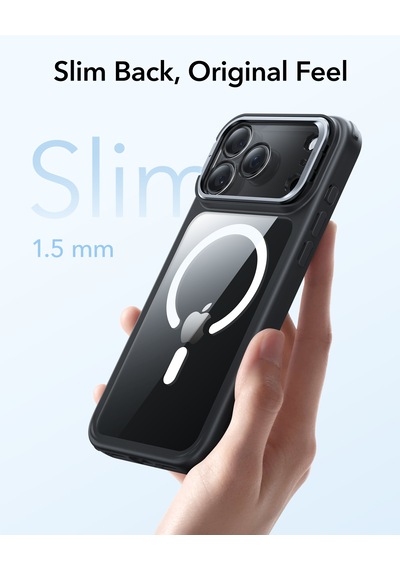 Esr Apple Uyumlu iPhone 17 Pro Classic Hybrid Magsafe Standlı Kılıf - Kamera Kontrol Buton - Şeffaf Siyah Şeffaf Siyah