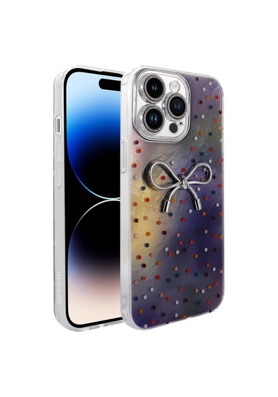 Apple iPhone Uyumlu 14 Pro Max Kılıf Kamera Korumalı Figürlü Zore Ponti Silikon Kapak - Lila