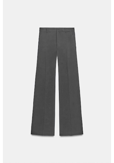 Açelyaokcu Premium Vento Orta Bel Wide Leg Dokuma Pantolon Gri