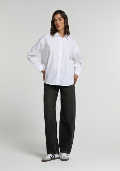 Colin's Colins Boyfriend Fit Shirt Neck Düz Kadın Beyaz Uzun Kol Gömlek Cl1081481 Q1.v1 Wht