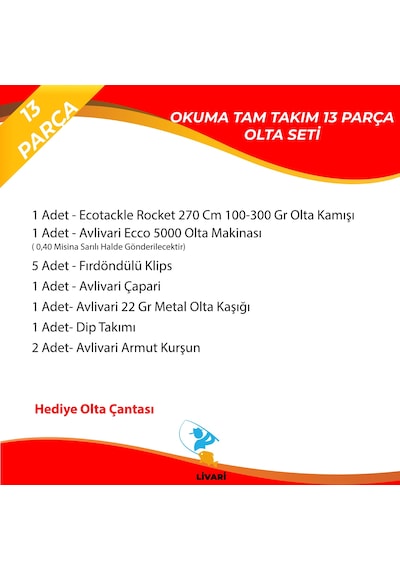 Ecotackle Rocket 270 Cm 100-300 Gr Olta Kamışı- Avlivari Ecco 5000 Olta Makinası Tam Takım Kıyı Hobi Usta Olta Seti-9775