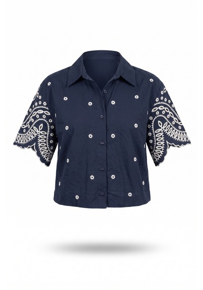 Pulchrani Lacivert Broderie Anglaise Gömlek Koyu Lacivert Pulchrani Lacivert Broderie Anglaise Gömlek Koyu Lacivert