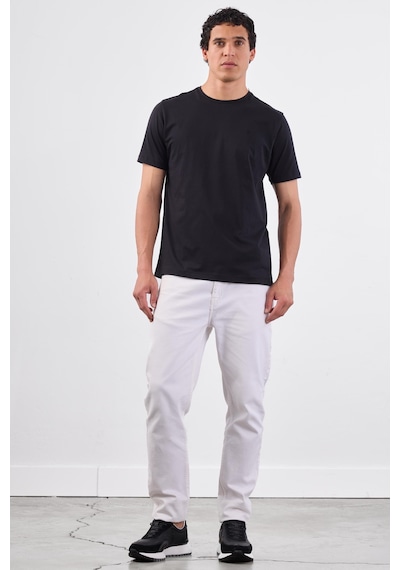 Dufy Siyah Bisiklet Yaka Pamuklu Düz Renk Slim Fit Erkek T-shirt Siyah