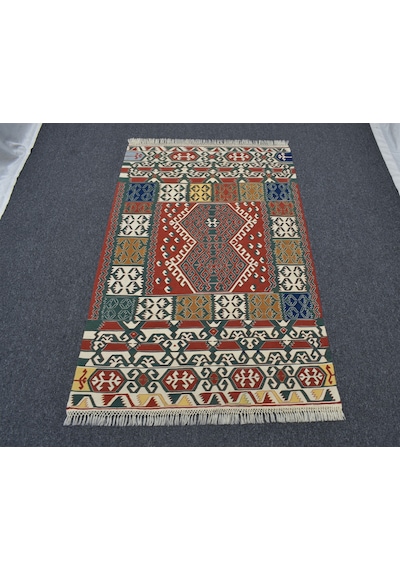 El Dokuma Benzersiz Yağcıbedir Yörük Yün Kilim 6410