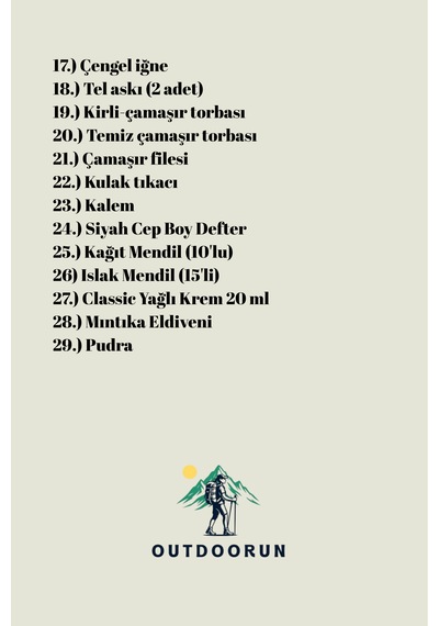 Outdoorun 29 Parça Asker Malzemesi Seti - Asker Cüzdanı Vatka Tabanlık - Bedelli Askerlik Malzemeleri Siyah