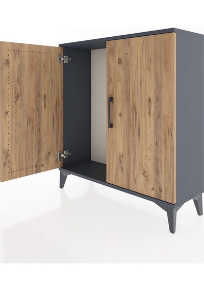 Arges Şifonyer 2 Kapaklı 88x30x96 Antrasit-çam Antrasit