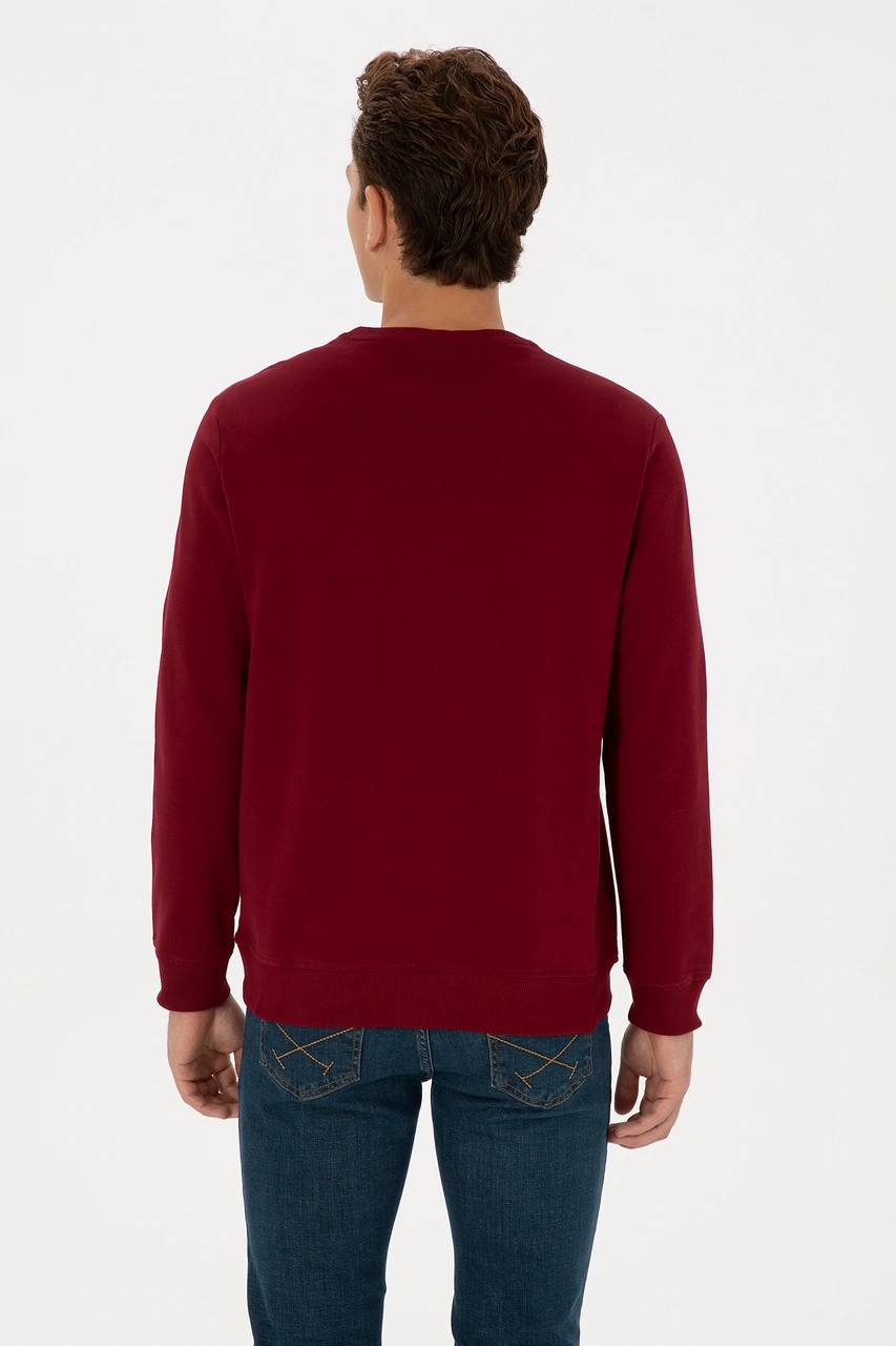 U.S. Polo Assn. Erkek Regular Fit Bisiklet Yaka Bordo Basic Sweatshirt 50307793-VR014